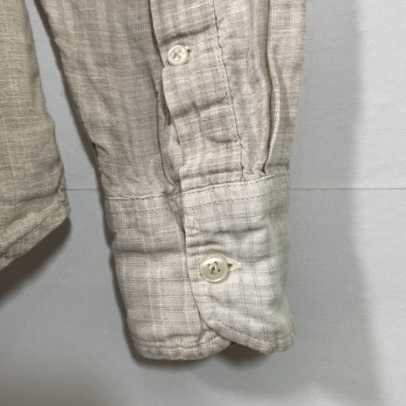 J. Crew x Baird McNutt Irish Linen Beige Button up Shirt Size Small Slim Fit - Picture 8 of 8